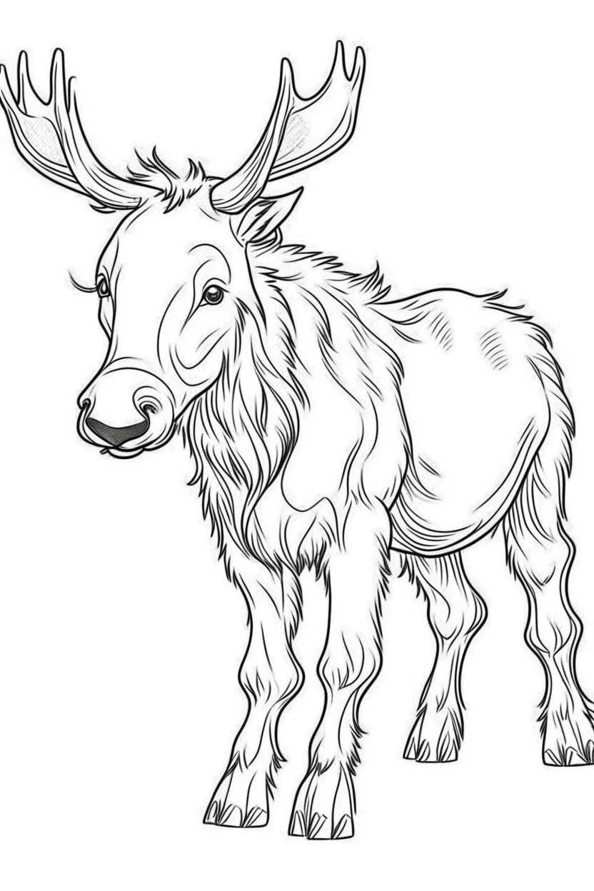 outline art for Moose Calf coloring pages with sitch, white background, Sketch style, full body, only use outline, toddlers style, clean line art, white background, no shadows and clear and well outlined.