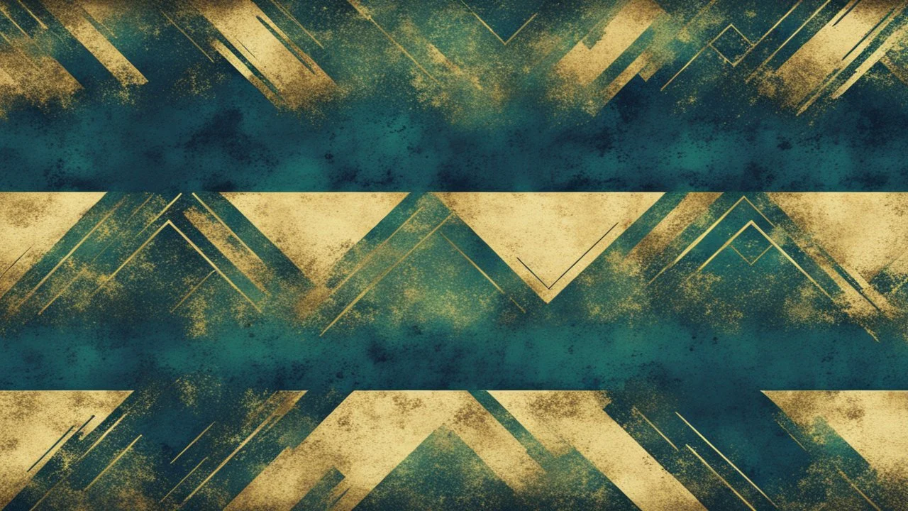 Hyper Realistic Green, Navy-Blue & Golden Abstract Retro Grunge-Pattern-Texture