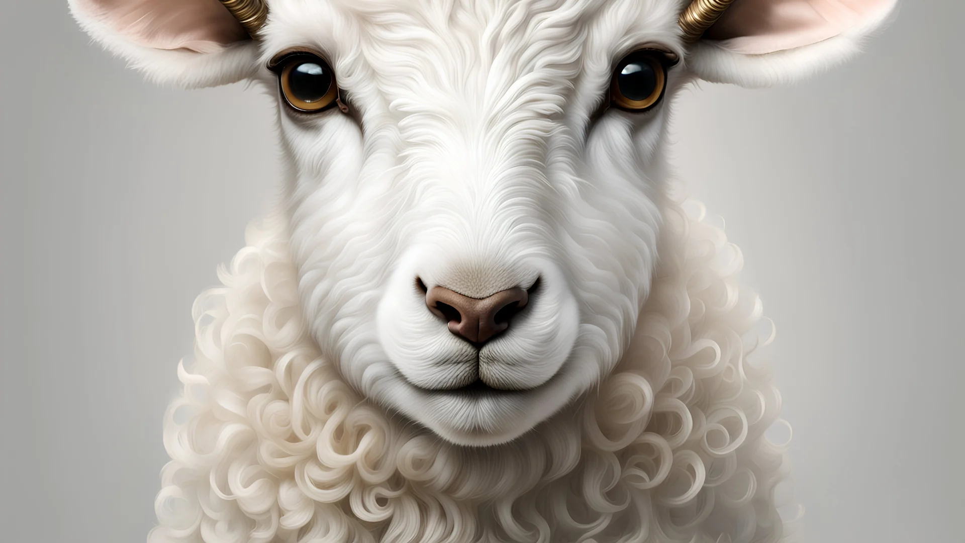 A lamb with 12 horns and 12 eyes. Symmetrical face, 12 horns stemming from head, ultra realistic, detailed