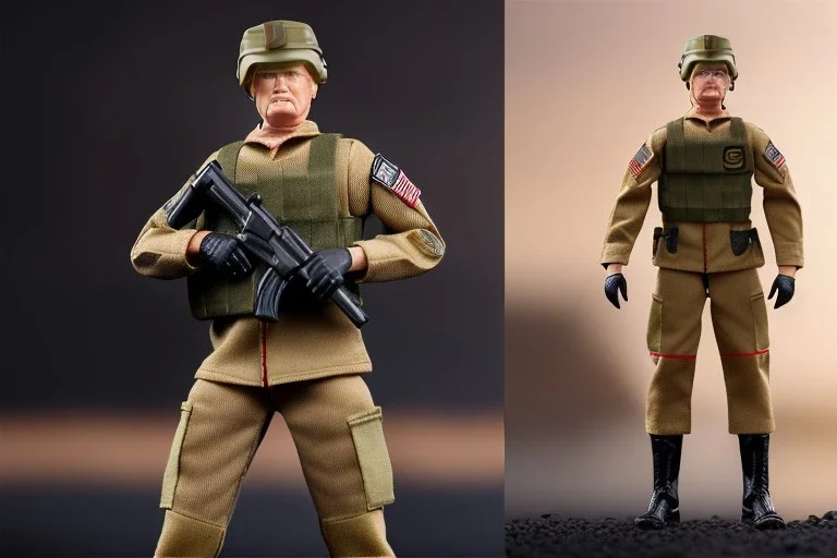 G.I. Joe toy doll soldier nylon Donald Trump, gun,boots, helmet, trump