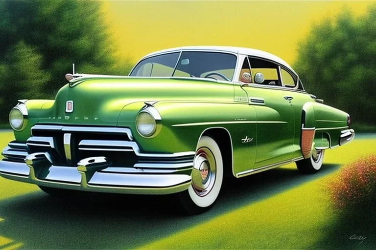 a true-to-life 1949 mercury eight, classic wheels, pen and color marker, centered, intricate, extreme detailed, photorealism, center view, drive-in background, pivot on mercury, painting by cheryl kelley