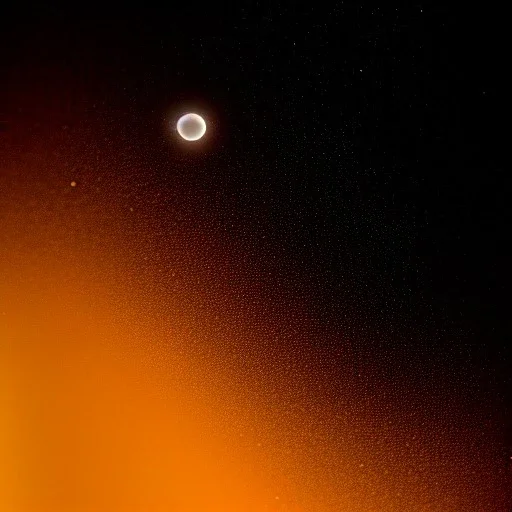 a large crescent moon with sparkles, dark, hazy, macro photography, tilt shift blur, high definition, 8k, beautiful, night sky, wind, stars, detailed warped, water droplets