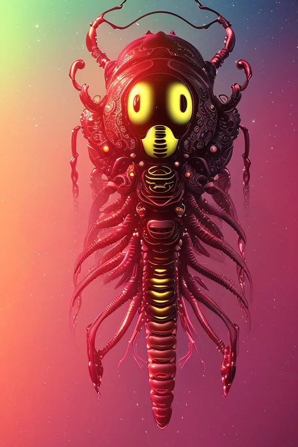 Alien beetle, 8k resolution, intricate details, ornate details, soft lighting, vibrant colors, retroanime, masterpiece, intricate