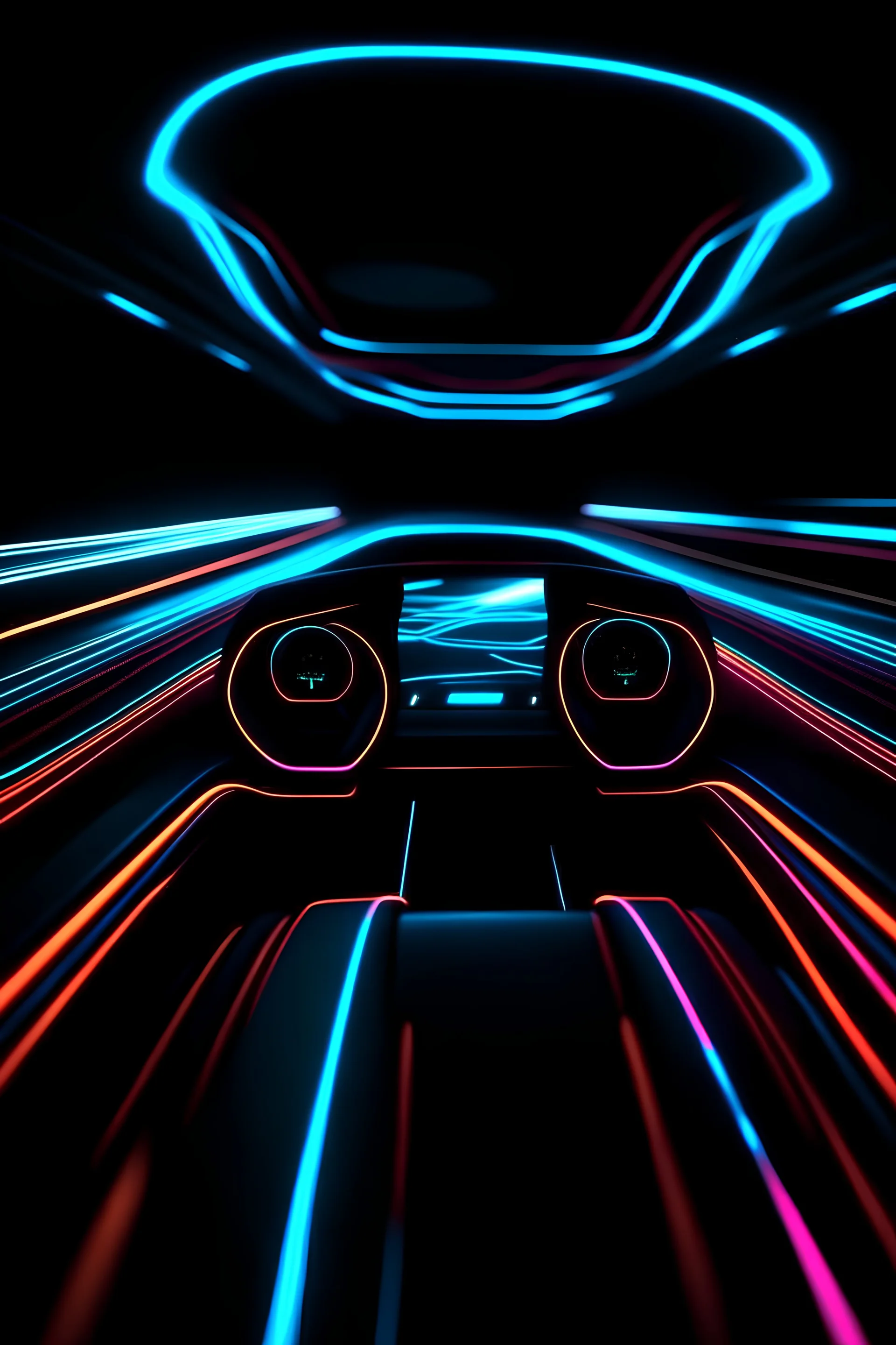 neon futuristic car dashboard light trail