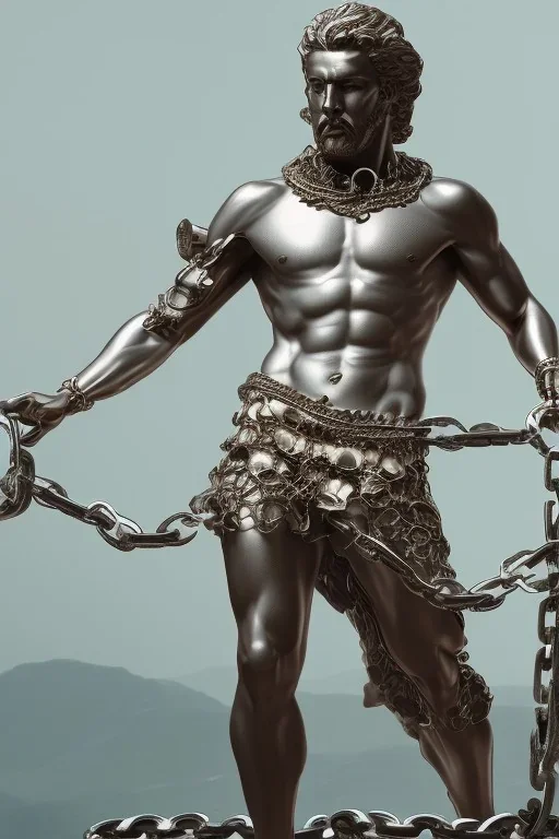 Full body Greek statue,man in chain ⛓️,Future classic style statue, 3d blander