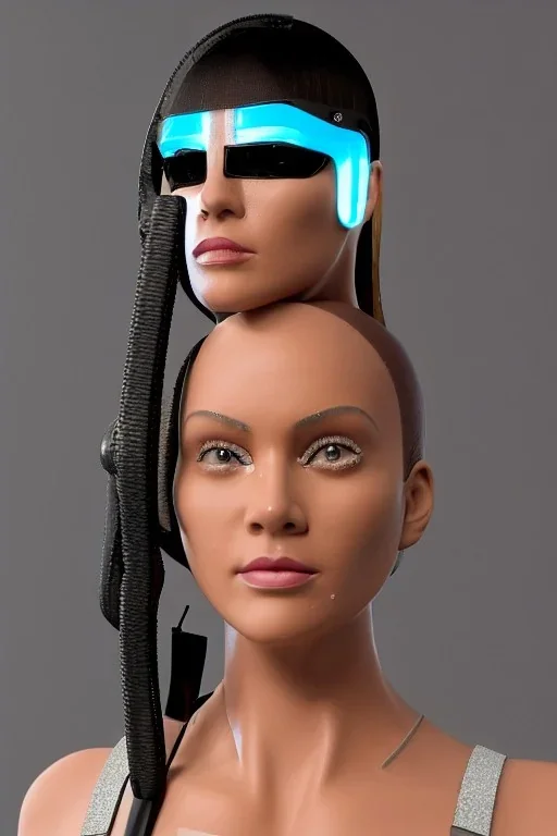 Post-apocalypse. Cinnamon. Technological singularity. Fake smile, camera-eyes, cables, selfies, 3D-tiles background, lighted shelf full of heads. Cyber-punk full-mask. Lay figure woman with plastic milky, plank skin. Repugnant behavior. Haute Couture 90's long tippet. Light right. Silver, black, Cyan. Big AKG headphones. Golden rings and discs. Thick tights, Thick calves, Curved fell, Wide hip. Nature. Sweat, tears and blood. Cow. Torso out of neck, fractal, highly symmetrical