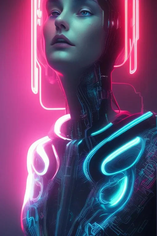 cyberpunk, head, women, portrai, tron