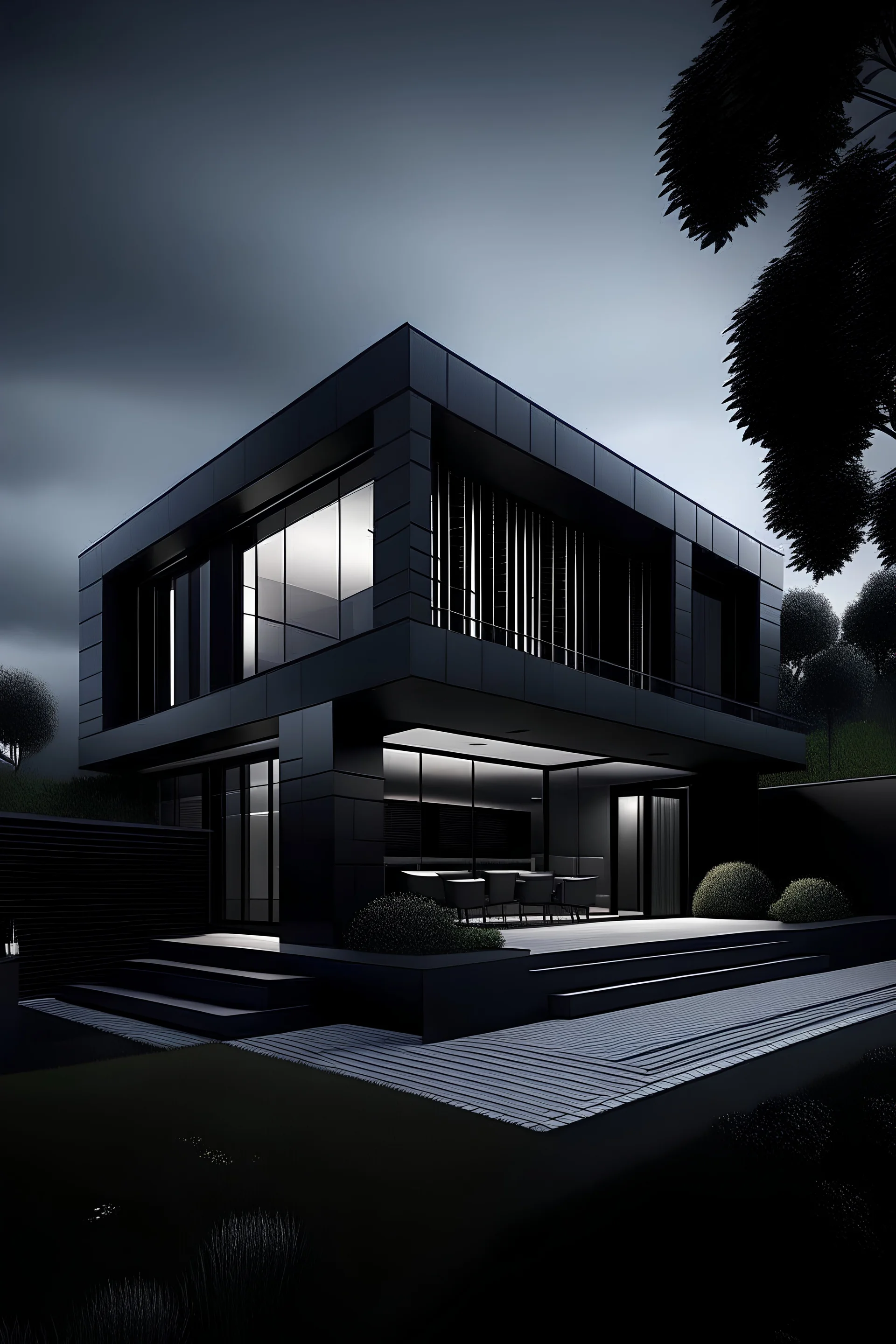 Mate black modern mansion