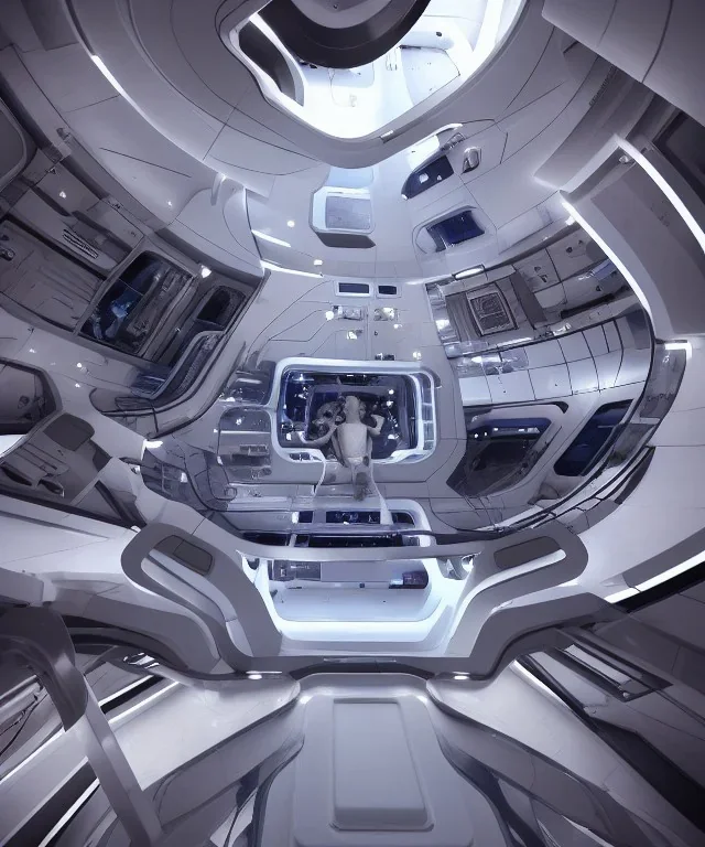 Inside a futuristic space ship