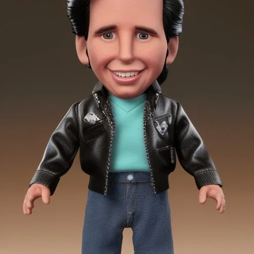 wide view young Fonzie henry winkler with black hair greaser Action figure doll 1975 (thumbs-up) (face) Forehead grin, fonzarelli, ((Arnold's drive-in)) eyes fonziE fonz