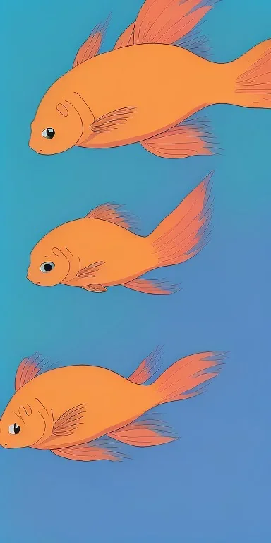 many neon goldfish with a cloud background