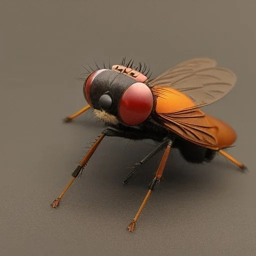 Photo of fly, 1500mm lens, ultrarealistic,hyper detailed, front view