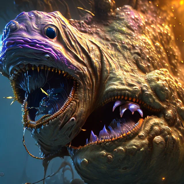 fluid ink angler fish creature, unreal engine 5, 8k resolution, photorealistic, ultra detailed