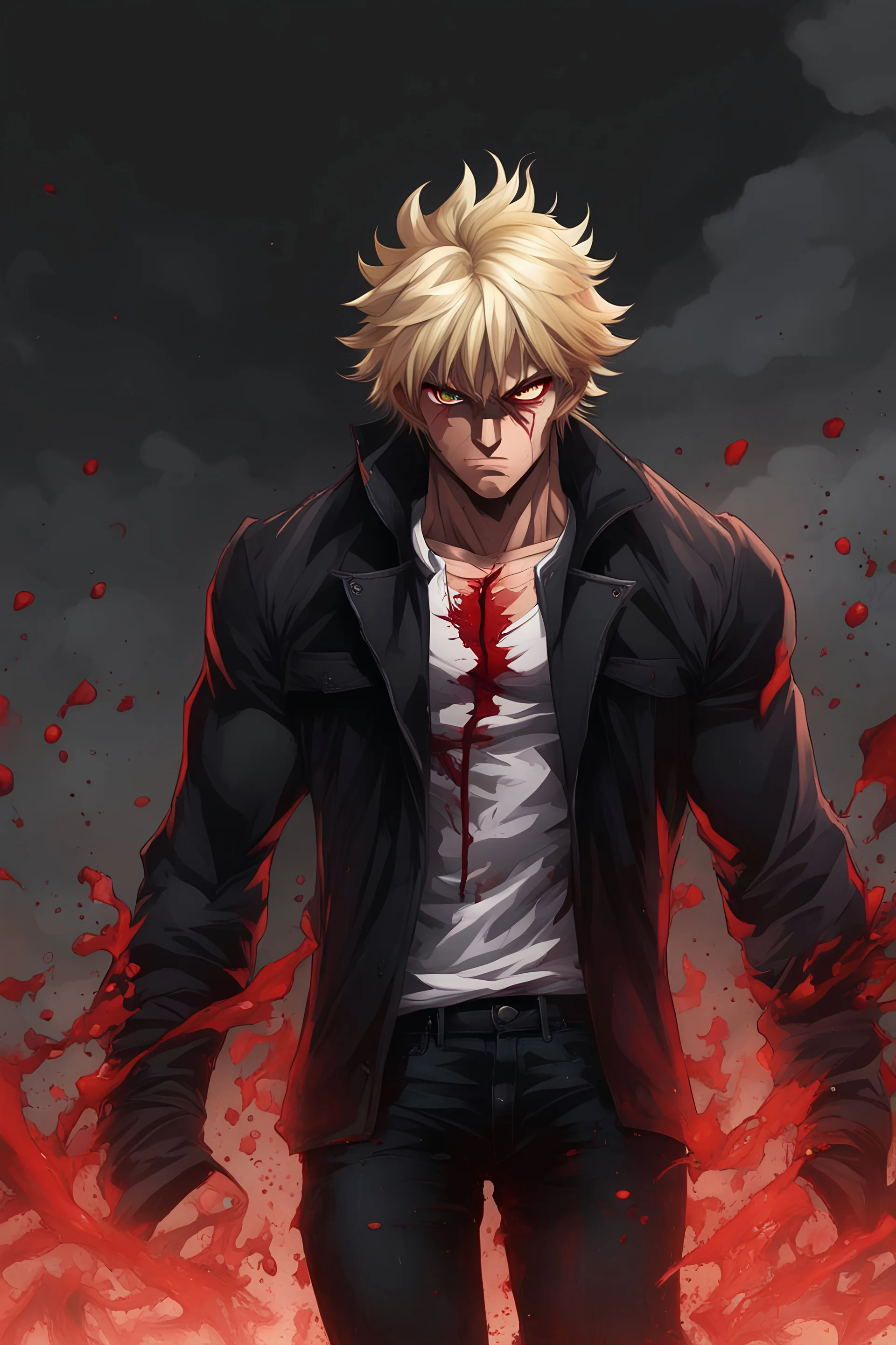 Anime man 40 years/ blond hair/ muscle/ ...