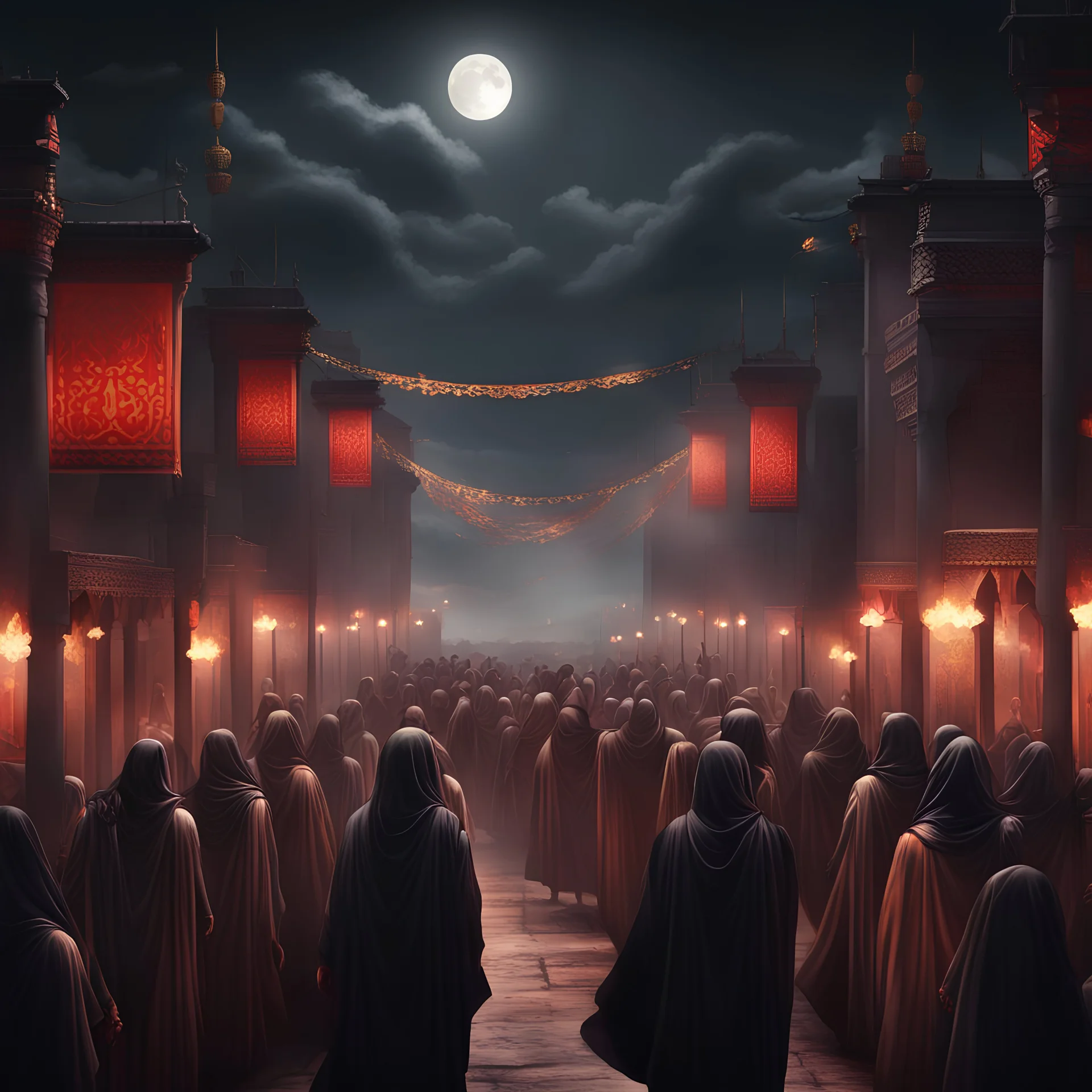 Hyper Realistic Ashura Procession Background at night