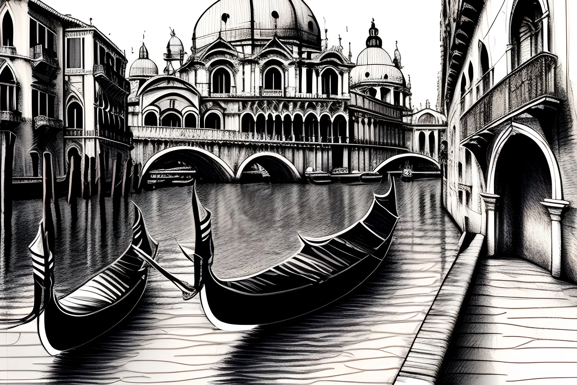 Venice, hand sketched, highly detailed