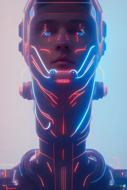 cyberpunk, head, men, portrai, tron