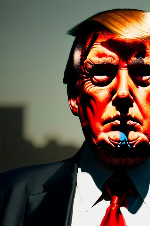 Ultra realistic image, Donald trump zombie, zombie performance, suit, skull, blood, torn arm, night, walking twisted, waist up view, thriller style, dark ambient, highly detailed, White House background, concept art, unreal engine 5, ray tracing, RTX, ultra detail, volumetric lighting, high definition, high resolution.