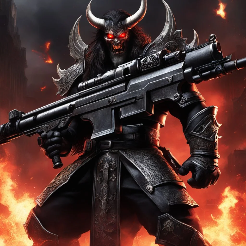 The Deicide, an incredible demon weapon, its double trigger system, grenade launcher and pentagram: The God Killer in hell