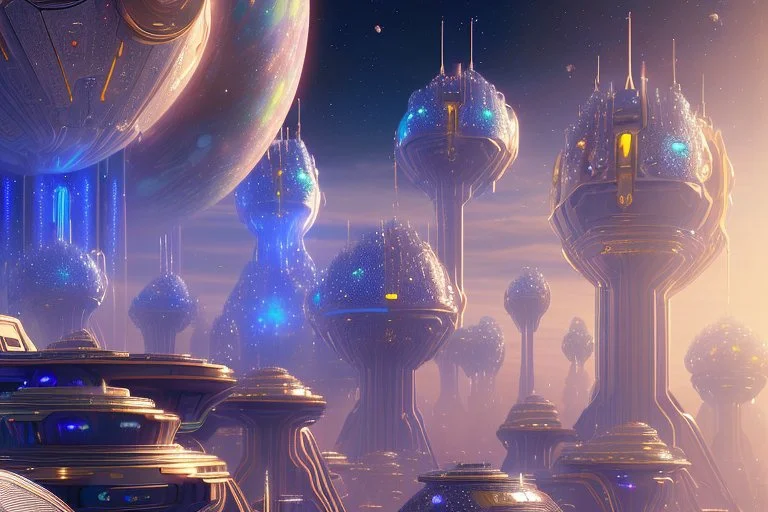 white and gold crystal cosmic and galactic ambiance cinema4d sci-fi futuristic palace, full of details, smooth, bright sunshine，soft light atmosphere, light effect，vaporwave colorful, concept art, smooth, extremely sharp detail, finely tuned detail, ultra high definition, 8 k, unreal engine 5, ultra sharp focus