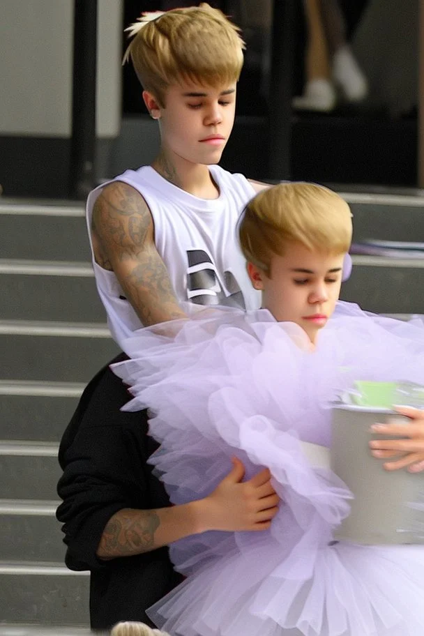 justin bieber crying and wearing a tutu