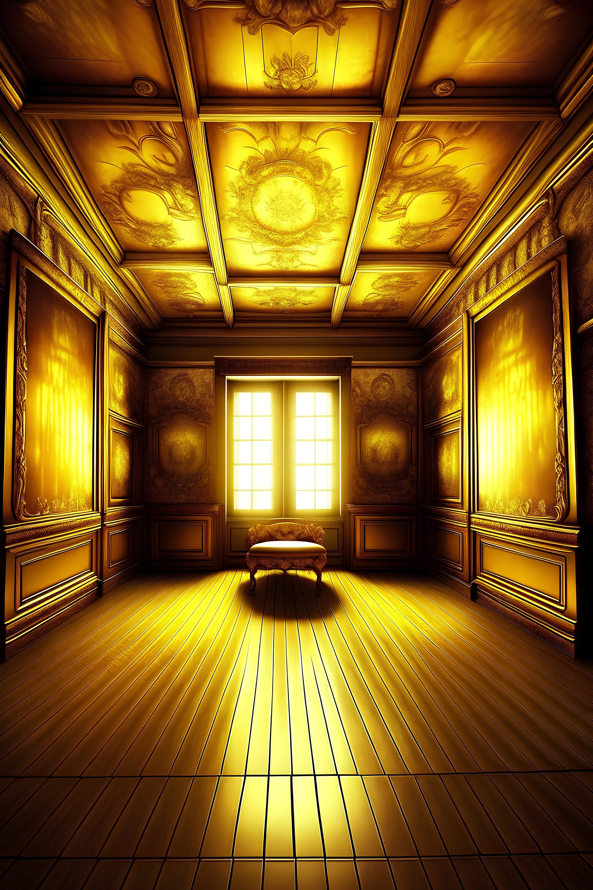 Create an image of golden room