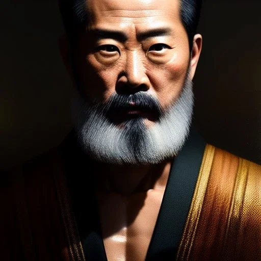 Ultra detailed fullbody Portrait in oil on canvas of Jin Sakai-Ghost Of Tsushima,intense stare,extremely detailed digital painting, extremely detailed face,crystal clear Big eyes, mystical colors ,perfectly centered image, perfect composition, rim light, beautiful lighting,masterpiece,8k, stunning scene, raytracing, anatomically correct, in the style of robert e howard and Ken Kelley and Ohrai Noriyoshi and Simon Bisley and tomzj1