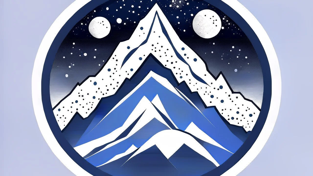 Craft a logo using dark blue, silver gray, white, and black as color palette. Incorporate a respiratory circle, a stylized mountain, and subtle abstract ice flakes. Aim for a design that is masculine, experienced, and innovative, capturing the essence of balance, serenity, and transformation.