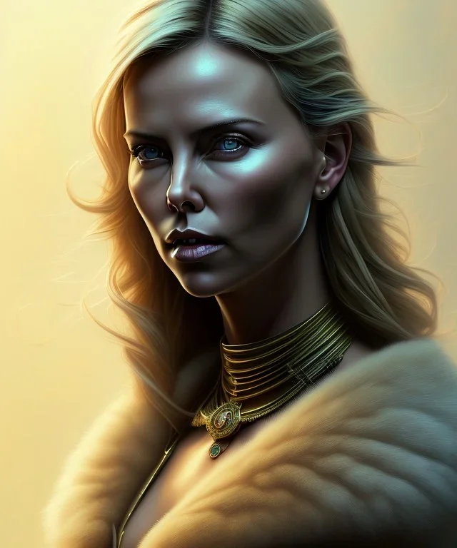 Charlize Theron, cute, beautiful, Native American, head and shoulders portrait, 8k resolution concept art portrait by Greg Rutkowski, Artgerm, WLOP, Alphonse Mucha dynamic lighting hyperdetailed intricately detailed Splash art trending on Artstation triadic colors Unreal Engine 5 volumetric lighting, long hair, brown eyes, black hair, clean face