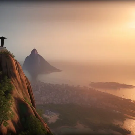 Christ the Redeemer, beautiful, landscape,sunset, unreal engine 5, cinematic lighting, photorealistic, realistic, hyper detailed, 8k, octane render, cinema 4d