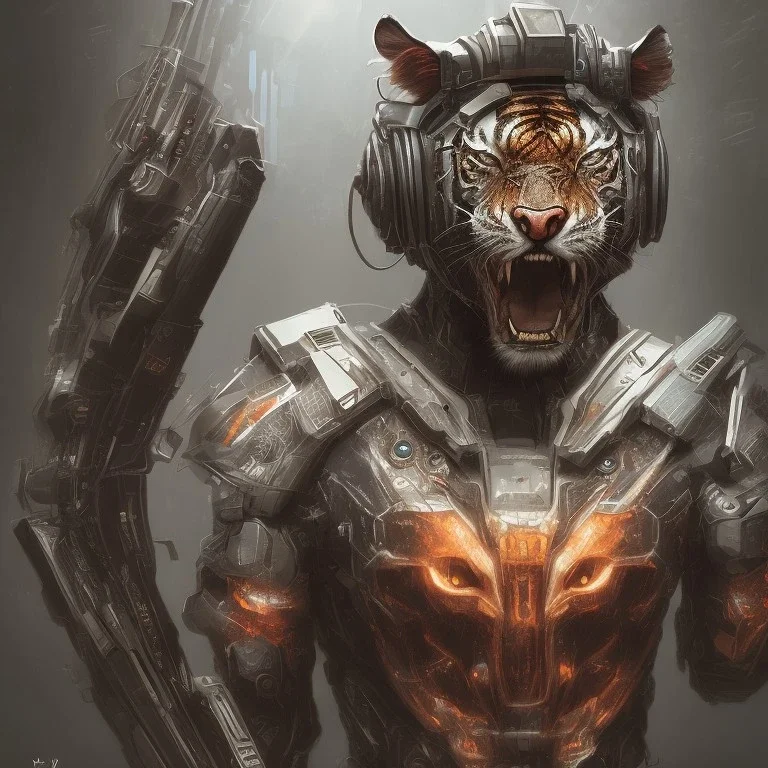 scary cyber punk tiger