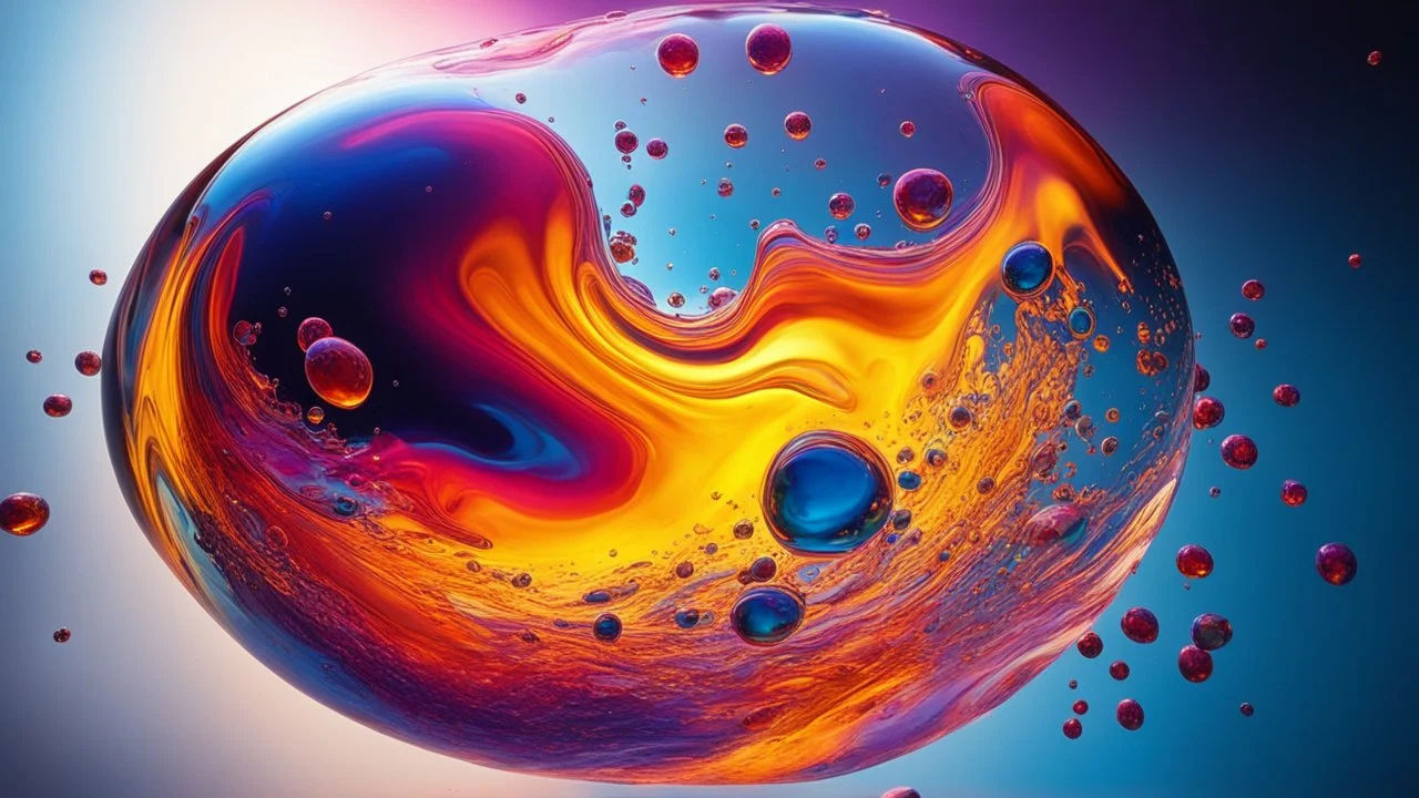 1002. Colourful immiscible liquid globules floating in weightlessness, liquid medium, mixed, distorted, spectacular, strange globular shapes, wild, fantasy, futuristic, artistic, attractive, beautiful lighting, attractive composition, photorealistic, extremely detailed, chiaroscuro