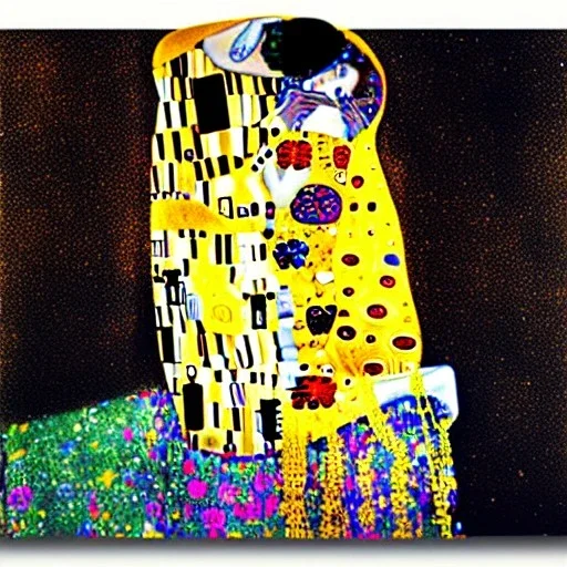 Gustav Klimt style Vertigo Neon Winter Memories of First Kiss