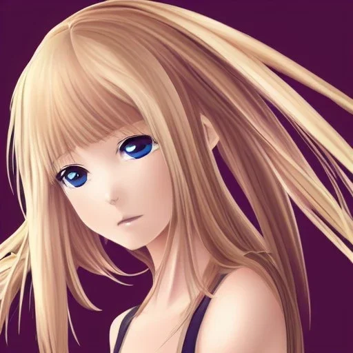 Anime art of female teenager with long blonde hair