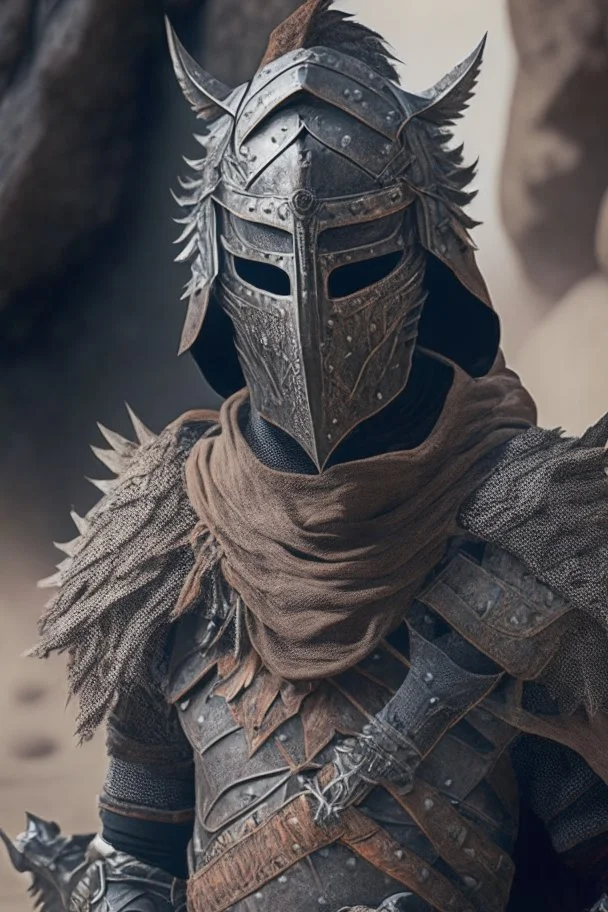 a human bandit with armor made from rock