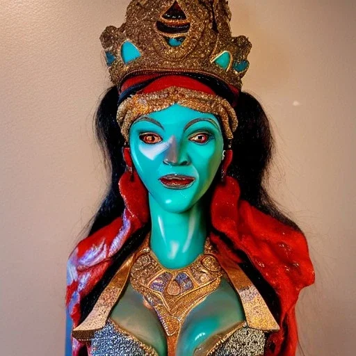 female genie with skin made of stone and covered in jewels, midjourney showcase