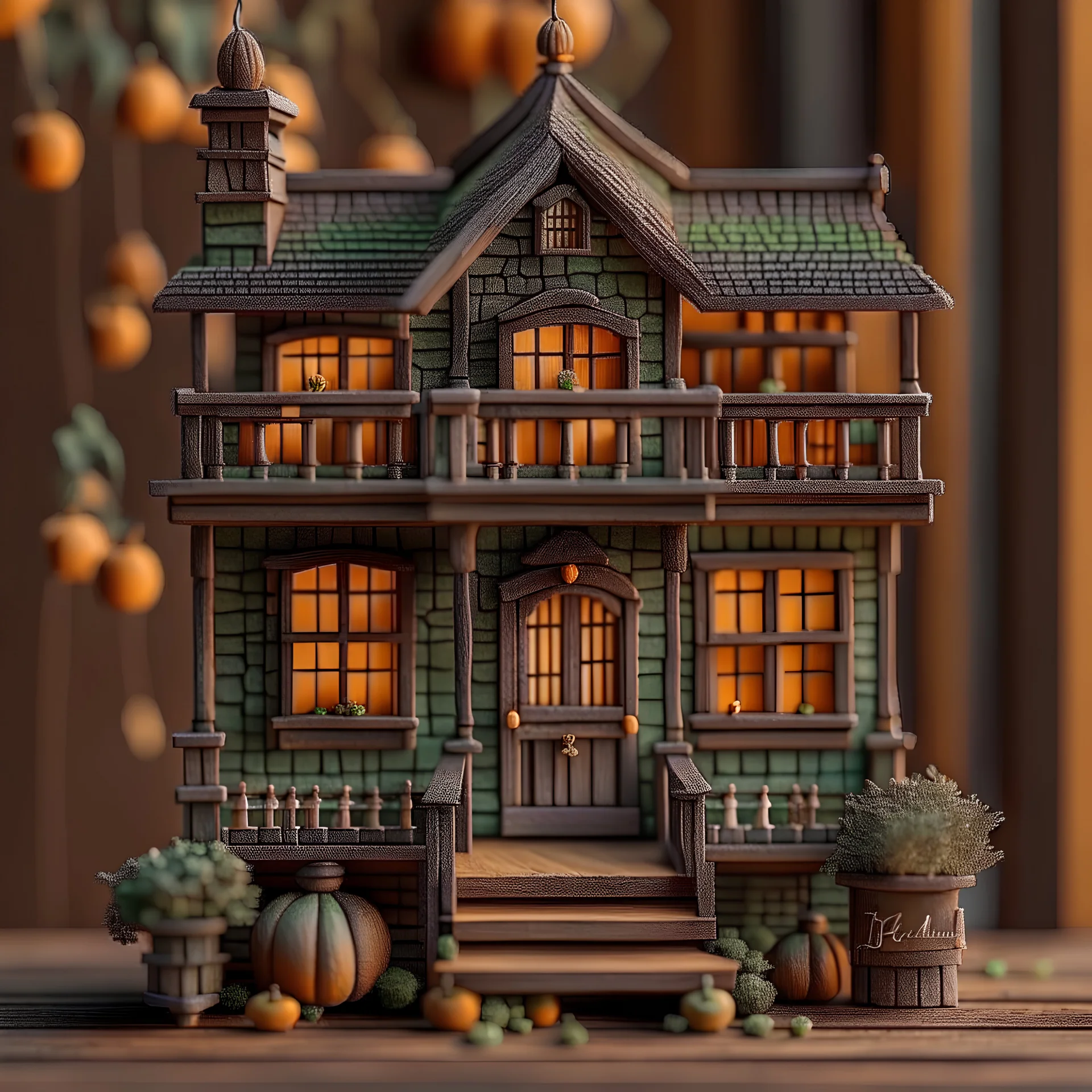 Pumking as House with window, door, Balcony