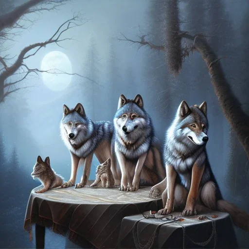 Wolf Pack sit at Table