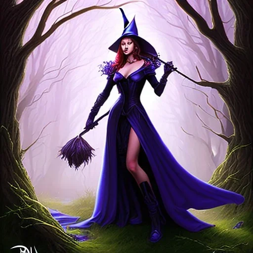  Woman witch in the dark forest