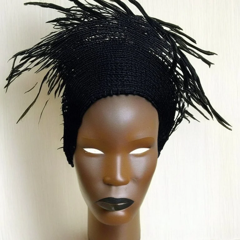 black raffia head piece