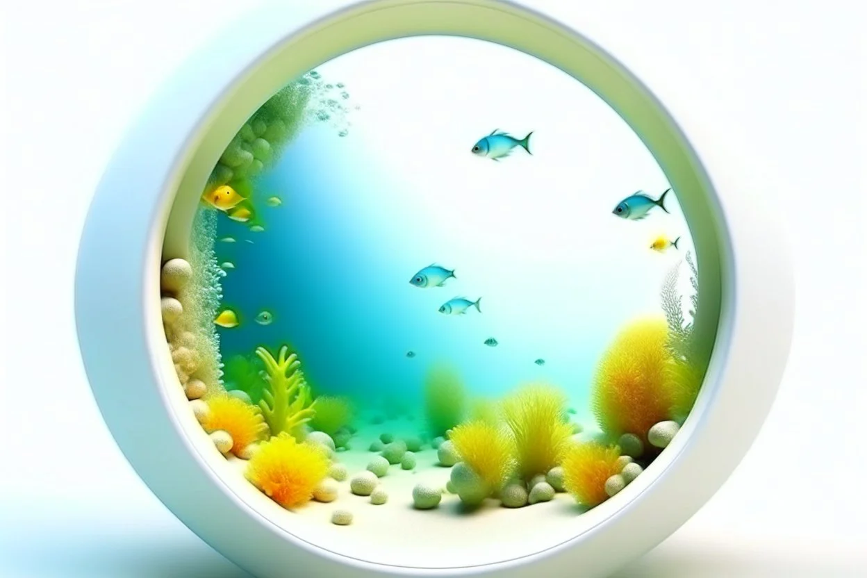 white,background,looking,through,a 3-d, hole,or,window,,a,seeing into udnerwater,tropical,fish