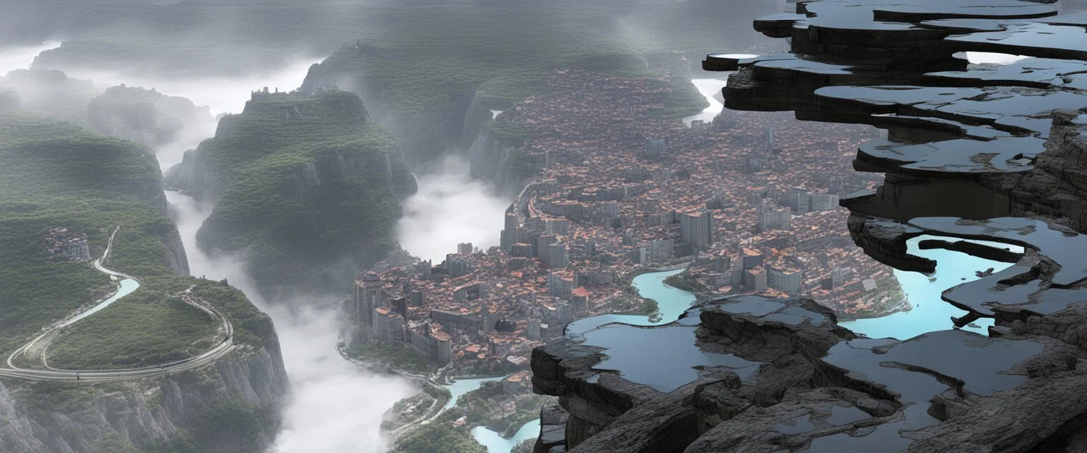 city on a karstic spur by a river