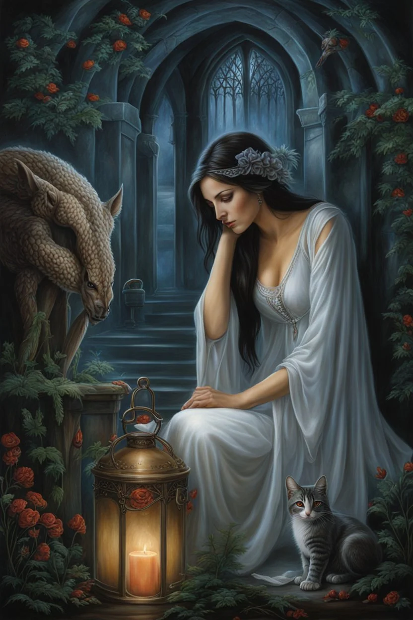 belittled dreams accusing the dreamer. horror setting. painted by Anne Stokes