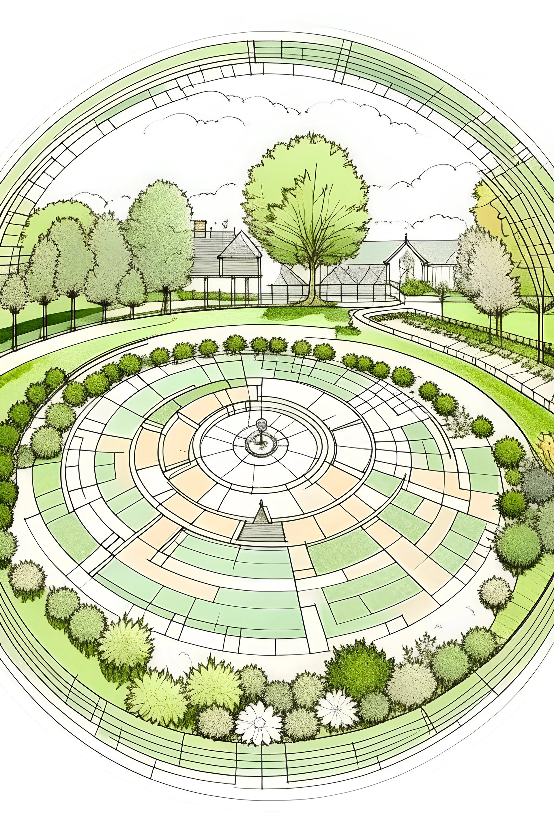 Land scape plan with design circle