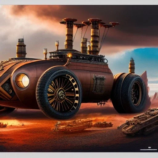 fullbody Drawing of 'sketch of steampunk Vehicles as in the movie mortal engines(2018)',intricate detail,andrea bonelli,Kilian Eng,Ohrai,evan lee,Aleksandr Sidelnikov,KyuYong Eom,three quarters frontal aerial view,toned colors,32k