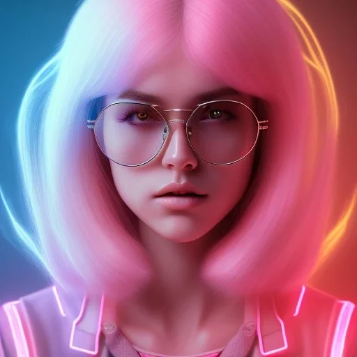 isometric clean art of super cute nerd girl wearing shades, neon lighting, soft lighting, soft pastel gradients, high definition, 3d icon clay render, blender 3d, studio lighting, god rays, octane render, unreal engine 5