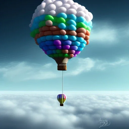 spray paint, clouds, balloon with humans