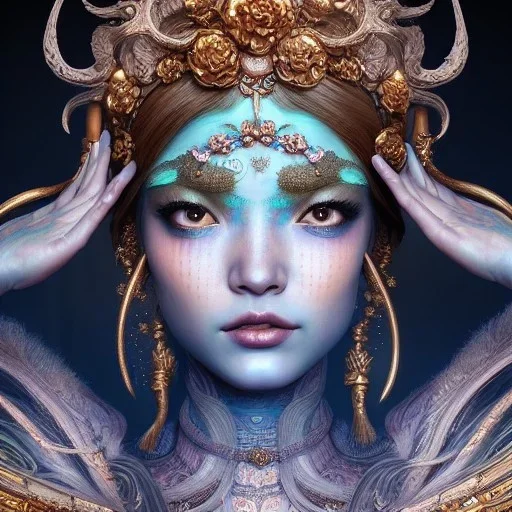 Insanely detailed photograph of an elaborate beautiful city goddess intricate glowing skin eyes intricate face hair lashes fur dress hyperdetailed painting by Anna Dittmann Huang Guangjian and Dan Witz CGSociety ZBrush Central fantasy art album cover art 4K 64 megapixels 8K resolution HDR Greek shiny space colours jewelry celestial hair eyes light"