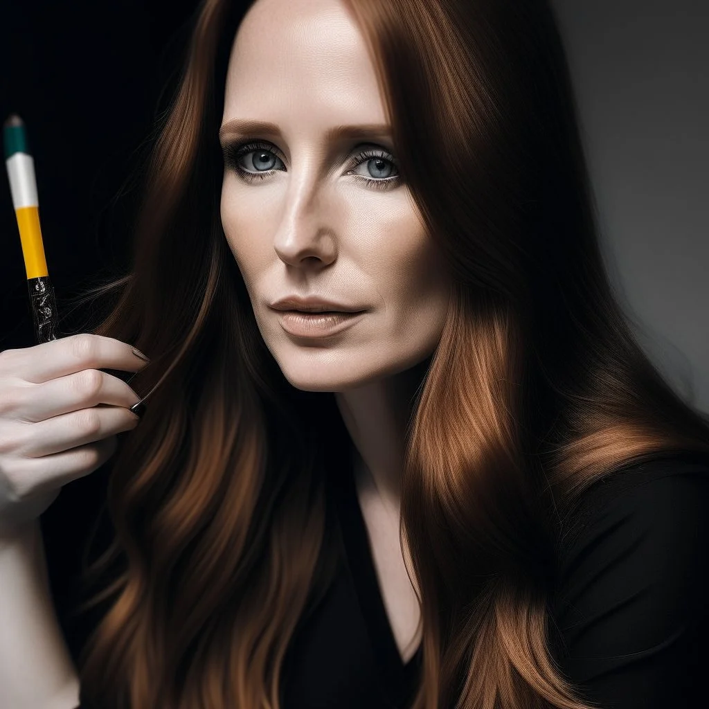 a person that making a portrait of colorful image of dutch vocalist of epica band Simone Johanna Maria Simons