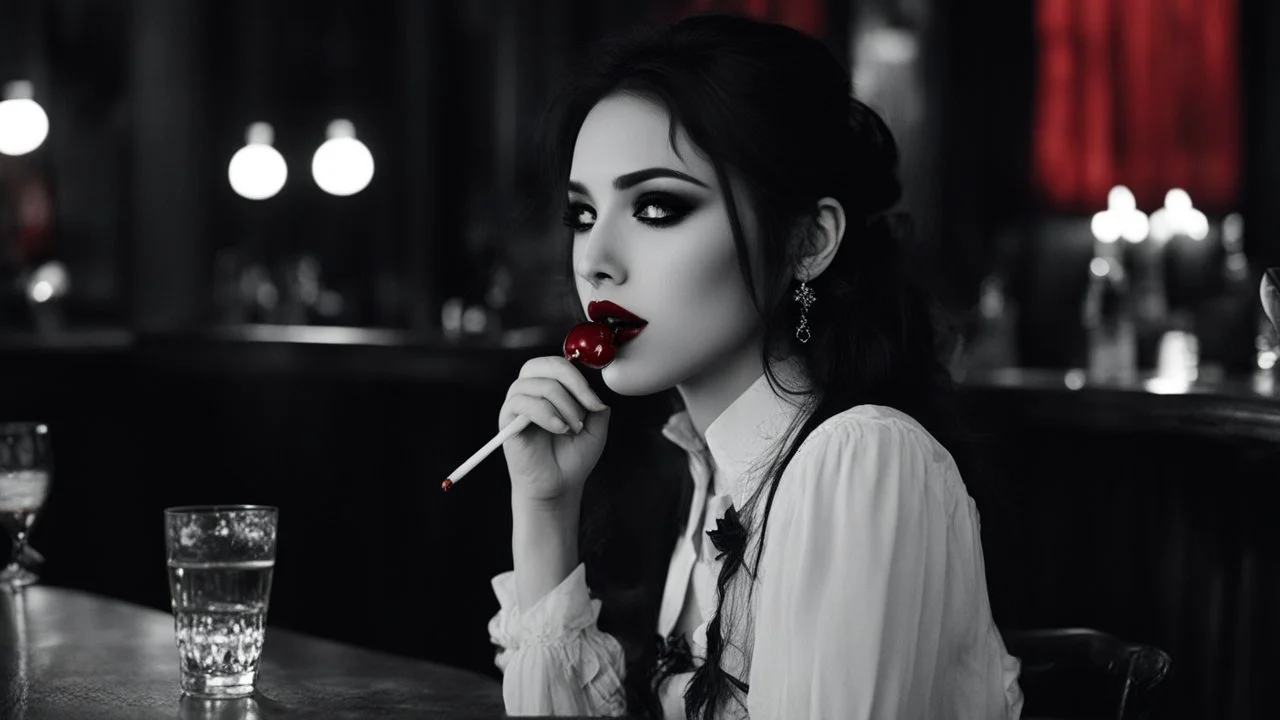 [no writing, she is a vampire with bloody fangs] Tonight you went to a bar, I saw you sittin' there Pretty thin and your skin so dang fair Offered me a drink, I said "No But that's sweet" Didn't have a clue I saw you as meat Talked for a while Started to smoke a cigarette [Vampire night's out, she has bloody fangs]